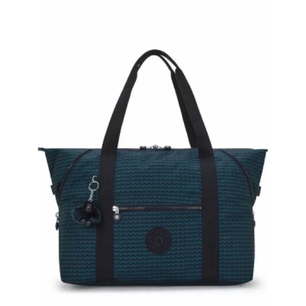 Kipling Art Medium Printed Tote Bag Navy Patterned Travel Tote with Luggage Slee